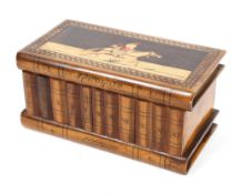 A Sorrento jewellery box, with key, formed as two books,
