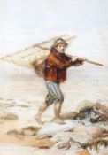 William Lucas (British, c.1840-95), Fisher boy carrying nets, signed and dated