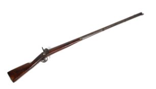 A French 19th century percussion rifle, inscribed Mme N De Mutzig to lockplate, barrel 108cm long,