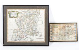 A Morden map of Hampshire and a Moll map of Hertfordshire, late 17th/early 18th century,