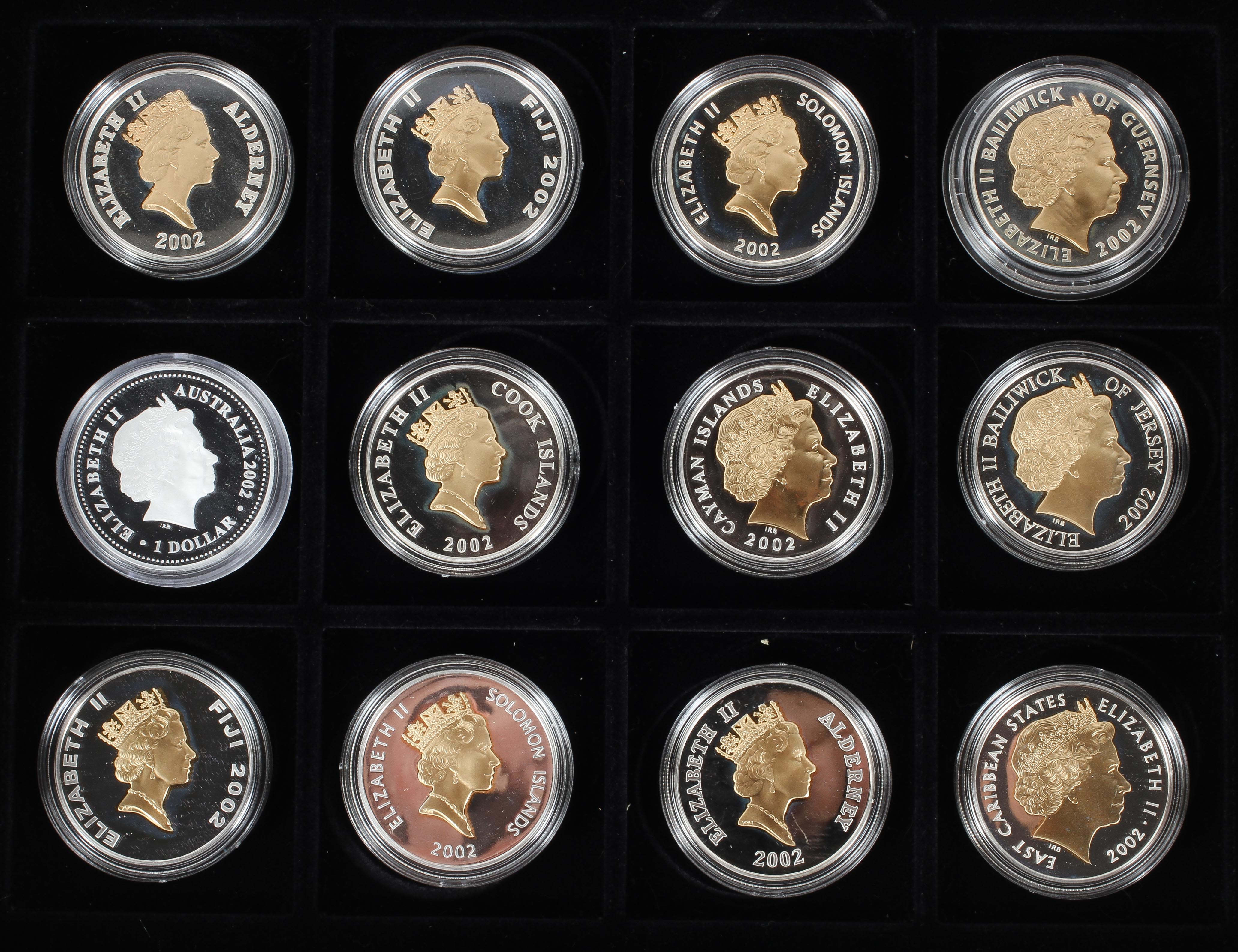 A collection of twelve commemorative silver proof coins, 925/1000, relating to Queen Elizabeth II, - Image 3 of 3