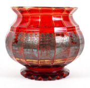 A Bohemian red glass vase, late 19th or 20th century,