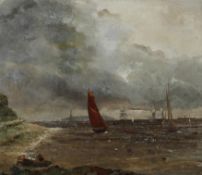 D Rees, Maritime scene, oil on canvas, signed lower right, in gilt wood frame,