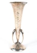 An Edwardian Art Nouveau silver flared trumpet-shaped vase, hallmarked Glasgow,