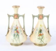 A pair of Royal Worcester Blush Ivory vases, date code for 1903, shape 1021,