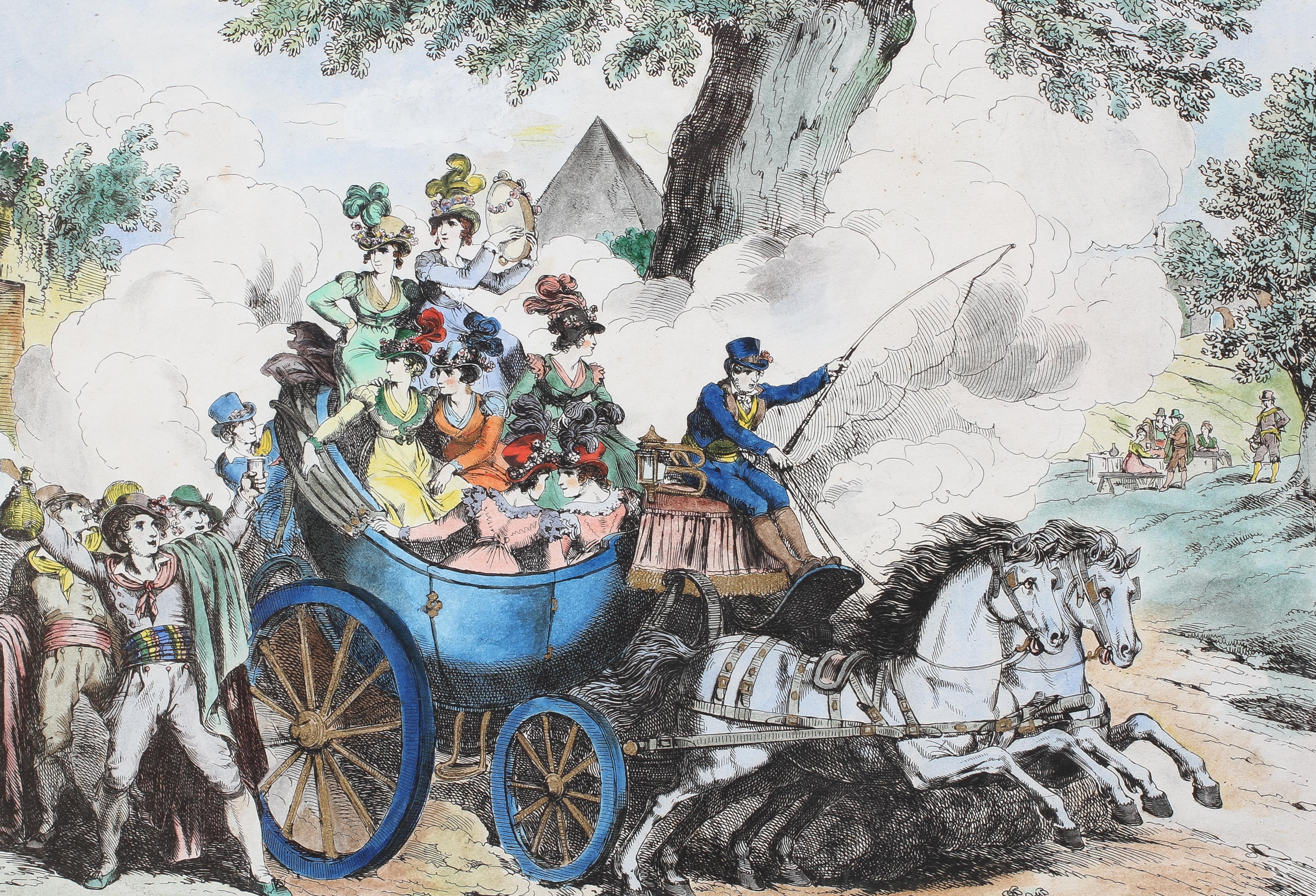 Four coloured prints by Bartolomeo Pinelli, circa 1830's, including Carnival and Coaching subjects, - Image 3 of 5