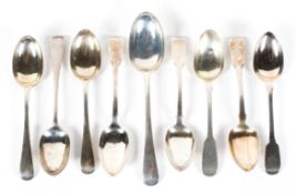 A collection of silver table and dessert spoons, George III and later,