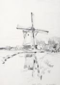 Fred Lawson, (British, 1888-1968), Windmill near Haarlem, pencil,