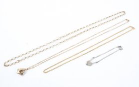 A collection of jewellery to include a 9ct yacht pendant with chain; a 9ct belcher chain;