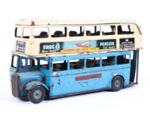 A Triang Mini tinplate double decker bus, the No.14 to Putney, in blue and ivory,