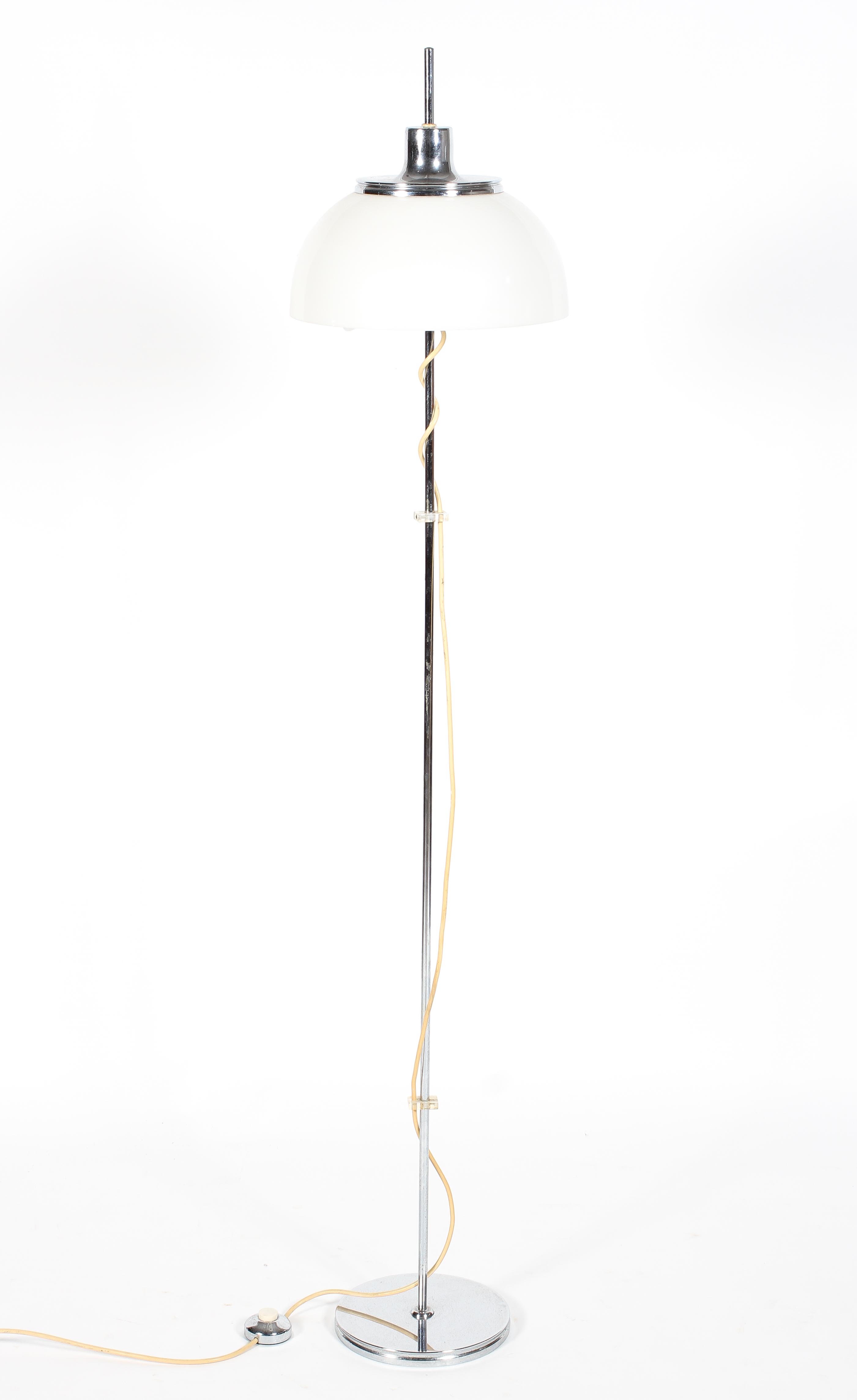 Harvey I Guzzini, 1970's Italian Faro floor standing lamp, white perspex shade,