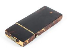 A 19th century tortoiseshell etui, of compressed rectangular form, with hinged top,