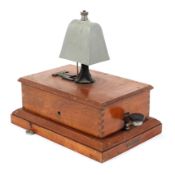 A GWR mahogany cased block bell with 'R E Thompson & Co Instruments Ltd',