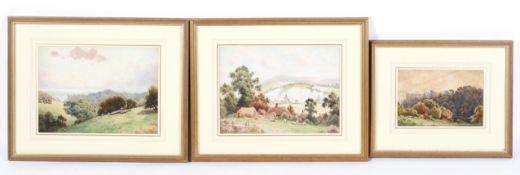 Herbert George, (British, early 20th century), three watercolour pastoral landscapes,