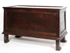 A Continental oak coffer, 19th century, probably Italian,