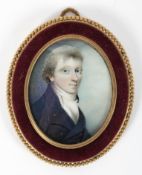 William Naish (British, c.1767-1800), portrait miniature of a gentleman