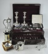 A silver plated canteen of cutlery,