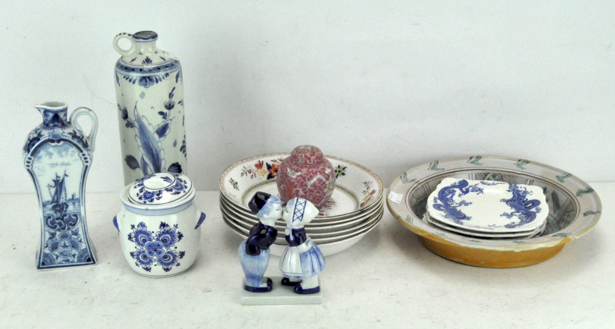 A collection of Delft pottery and other ceramics