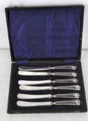 A set of six silver handled butter knives, hallmarked Sheffield 1926,