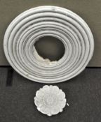 A 20th century plaster ceiling rose, with central flower (AF),
