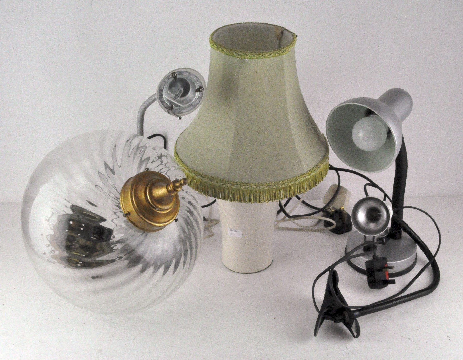A bulbous glass ceiling lamp, diameter approx 30 cm,