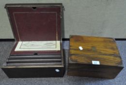 A 19th century rosewood brass bound writing slope and another later example