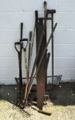A collection of carpentry and gardening tools