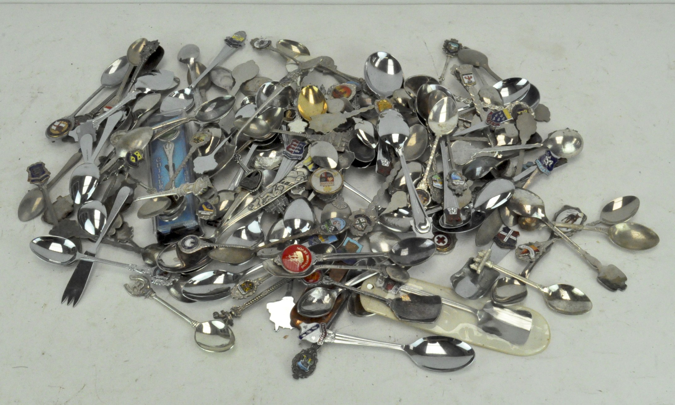 A large quantity of silver plated spoons,