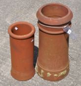 Two terracotta chimney pots,