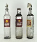 Three Shell X-100 Motor Oil glass bottles,