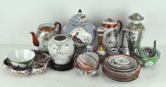 A group of 19th and 20th century Japanese and Chinese ceramics including a part Satsuma tea service.