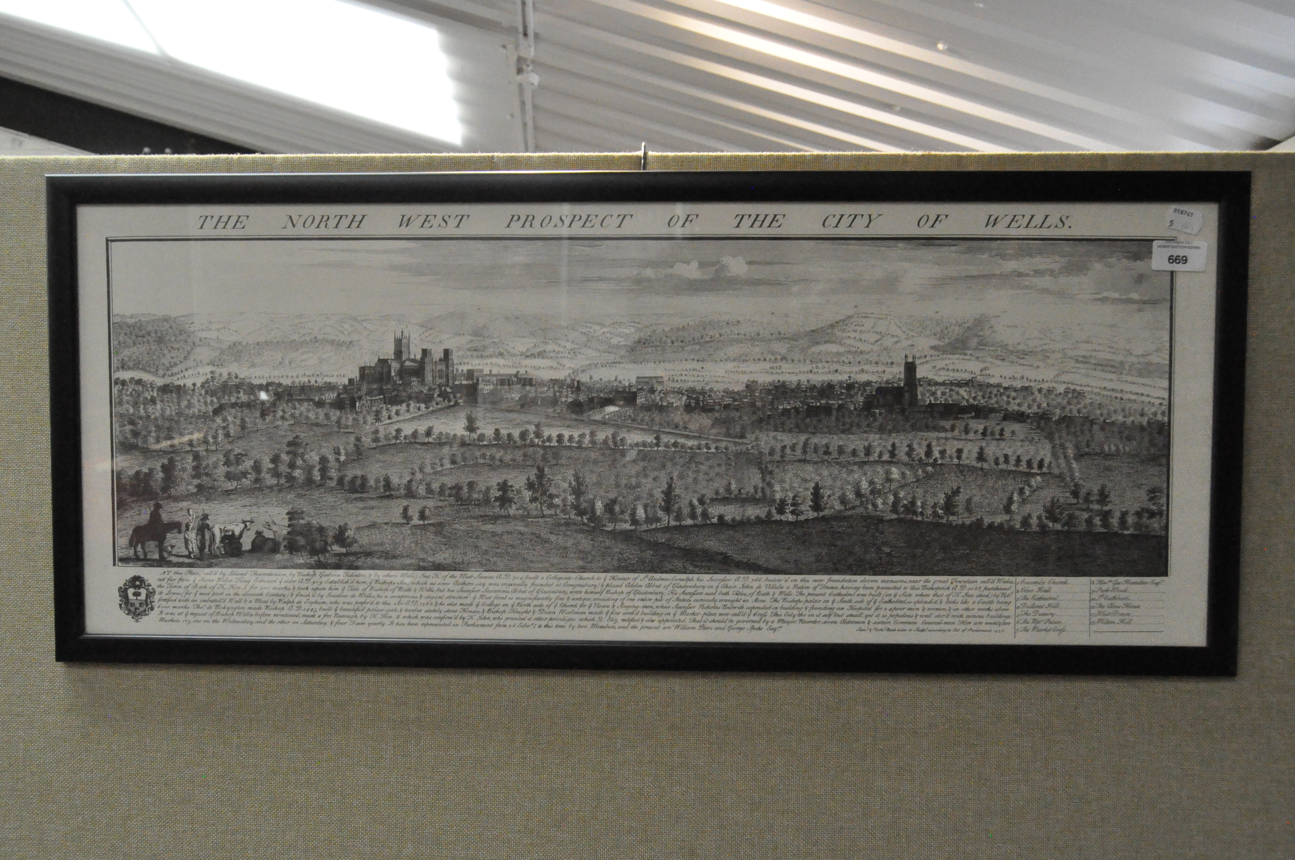 An etching of 'The North West Prospect of the City of Wells',