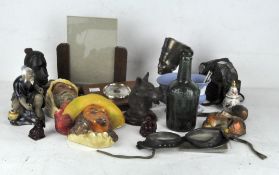 Assorted collectables, including flying goggles, two Wedgwood jasperware urns,