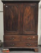 A 19th century mahogany linen press, ogee mould to cornice,