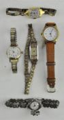 Five ladies watches including concealed cocktail watch, two Sekonda watches,