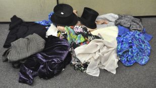 A collection of vintage clothes to include a 1960's Peter Barron London mini dress, two top hats,