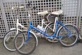 Two folding vintage bicycles,