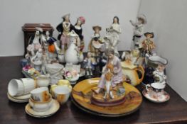 Assorted ceramics including a Wedgwood twin handled pot with silver rim, Crown Derby cup and saucer,