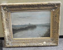 Early 20th century, lake landscape, oil on board, framed, labelled verso,