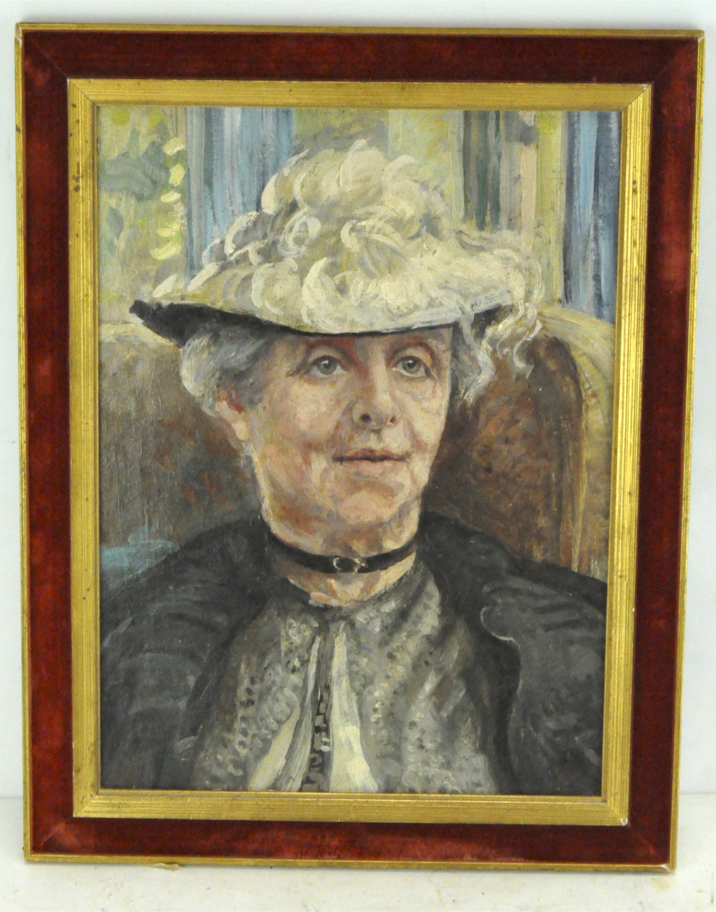 An oil on canvas in the manner of Toulouse-Lautrec, portrait of a lady wearing a hat, - Image 4 of 4