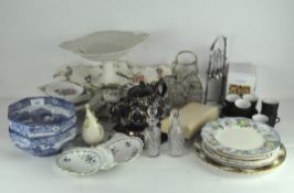 A collection of ceramics, including a Masons fruit stand, Goebel figure, Royal Doulton plate,