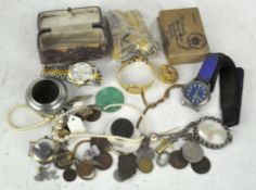 An assortment of collectables, comprising a Sekonda wrist watch, Timex watch face,
