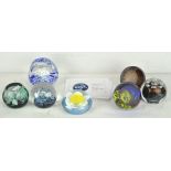 A collection of seven Caithness glass paperweights, comprising; Piatto Azzuro 49/250,