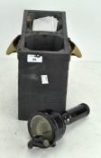 A WWII military gimbals land bearing compass, with a black painted brass structure,