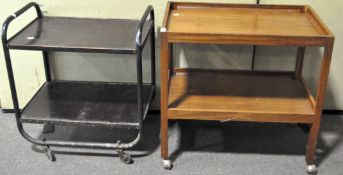 A G-plan teak two-tier trolley and vintage metal trolley, the first 71.