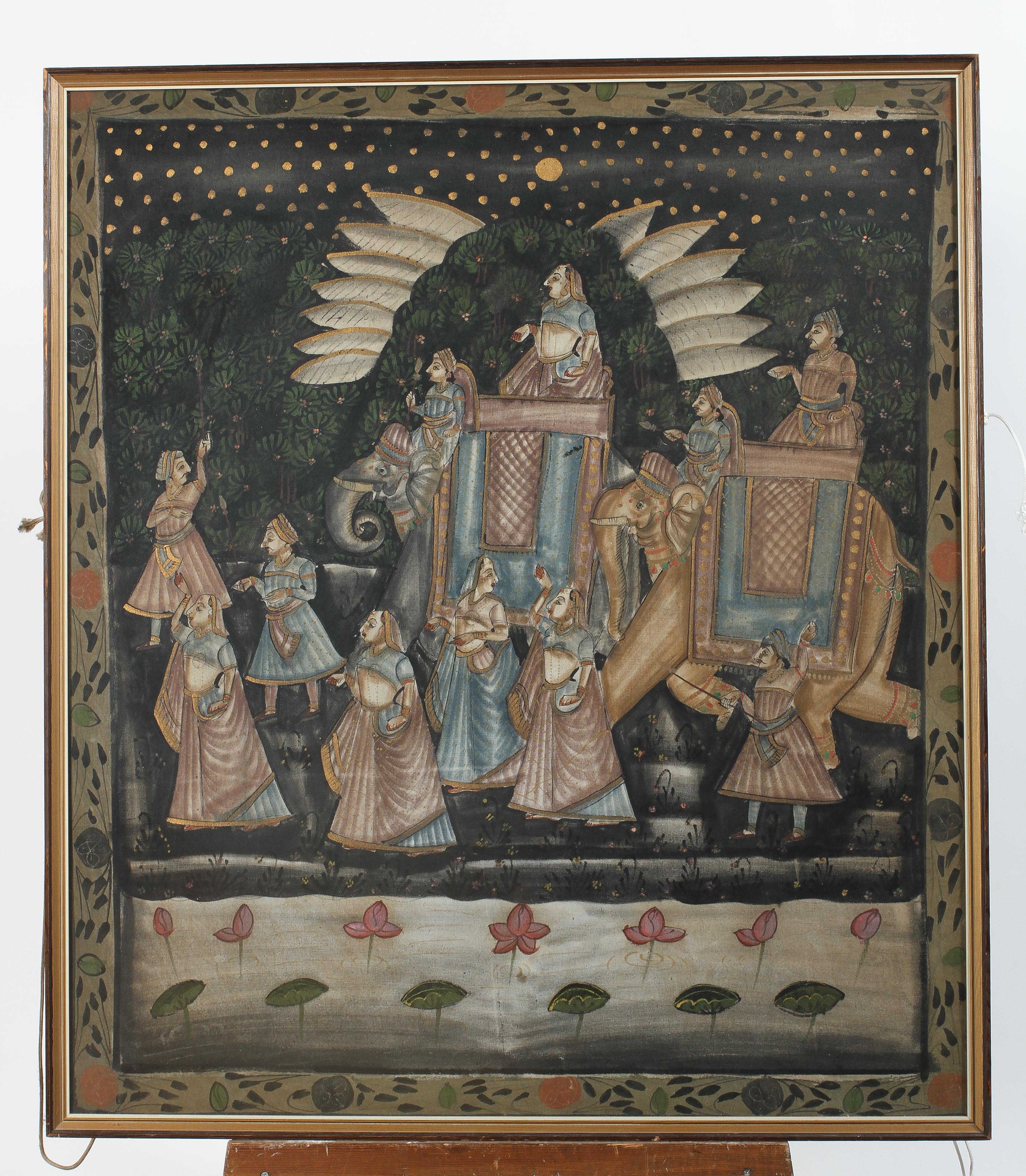 Indian School, A Procession of carparisoned elephants with riders and attendants, - Image 3 of 3