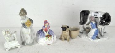 Various ceramics, including a Royal Doulton lady, named Momea,12 cm,
