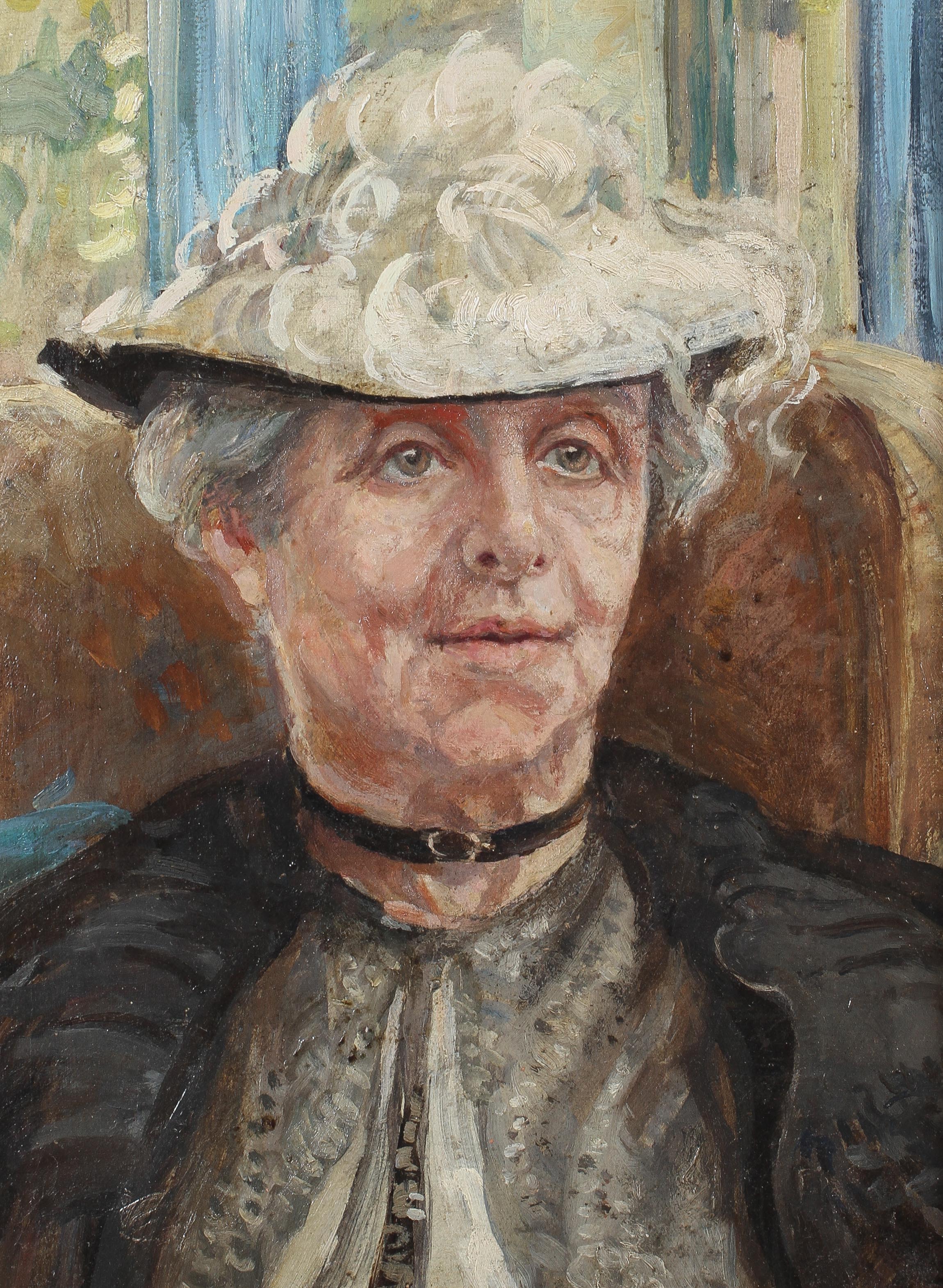 An oil on canvas in the manner of Toulouse-Lautrec, portrait of a lady wearing a hat, - Image 3 of 4