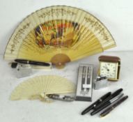 A parcel of collectables including fountain pens,