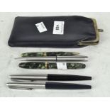 Five vintage pens, including a Conway Stewart fountain pen,